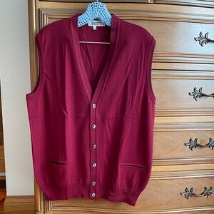 Sleeveless Button-Front Vest in Rich Burgundy